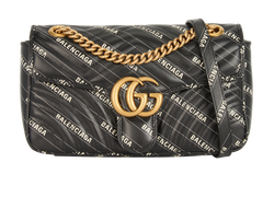 Gucci x Balenciaga Marmont Bag, Leather, Black, 443497, DB, 3*